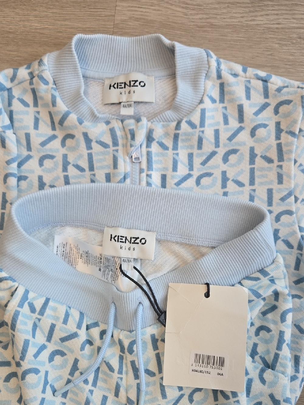 Kenzo Kids Pale Blue Logo-Print Sweatjacket And Joggers Set, Size 4y - Picture 3 of 5